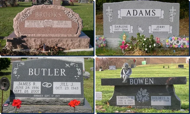 Granite monuments made by American Monument & Granite Co. for families in Portage, Summit, and Stark Counties